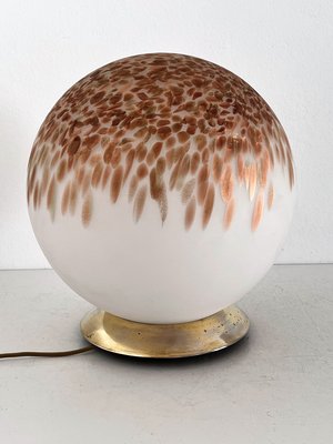 Mid-Century Italian Table Lamp with Murano Glass Ball and Copper-Colored Murrine, 1970s-VNE-1251677