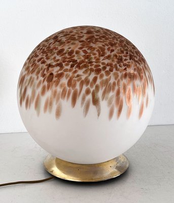 Mid-Century Italian Table Lamp with Murano Glass Ball and Copper-Colored Murrine, 1970s-VNE-1251677