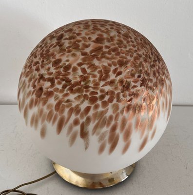 Mid-Century Italian Table Lamp with Murano Glass Ball and Copper-Colored Murrine, 1970s-VNE-1251677