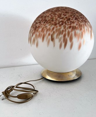 Mid-Century Italian Table Lamp with Murano Glass Ball and Copper-Colored Murrine, 1970s-VNE-1251677