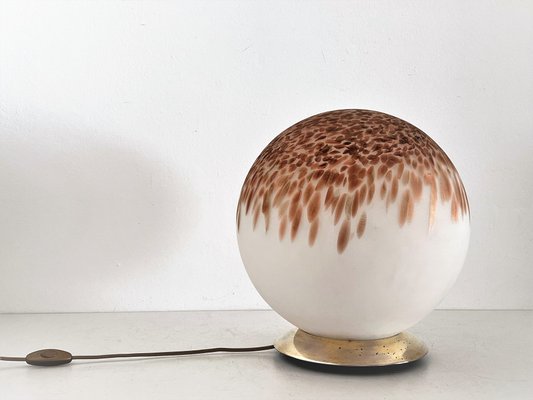 Mid-Century Italian Table Lamp with Murano Glass Ball and Copper-Colored Murrine, 1970s-VNE-1251677