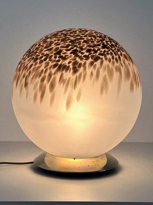 Mid-Century Italian Table Lamp with Murano Glass Ball and Copper-Colored Murrine, 1970s-VNE-1251677