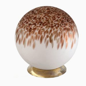 Mid-Century Italian Table Lamp with Murano Glass Ball and Copper-Colored Murrine, 1970s-VNE-1251677