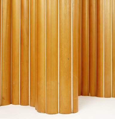 Mid-Century Italian Tambour Screen Room Divider in Solid Golden Mahogany & Rosso-JG-1342606