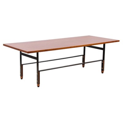 Mid-Century Italian Teak, Enamelled Iron and Brass Coffee Table, 1960s-JDR-1125642