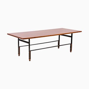 Mid-Century Italian Teak, Enamelled Iron and Brass Coffee Table, 1960s-JDR-1125642