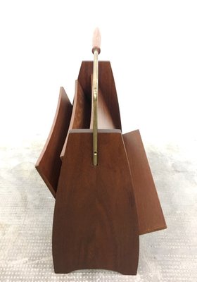 Mid-Century Italian Teak Magazine Rack, Italy, 1960s-FQG-1742735