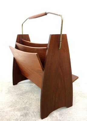 Mid-Century Italian Teak Magazine Rack, Italy, 1960s-FQG-1742735