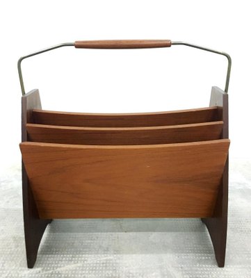 Mid-Century Italian Teak Magazine Rack, Italy, 1960s-FQG-1742735