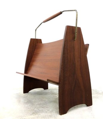 Mid-Century Italian Teak Magazine Rack, Italy, 1960s-FQG-1742735