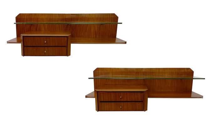 Mid-Century Italian Teakwood Floating Wall Console by Gianni Moscatelli, 1960s, Set of 2-MTX-1175431