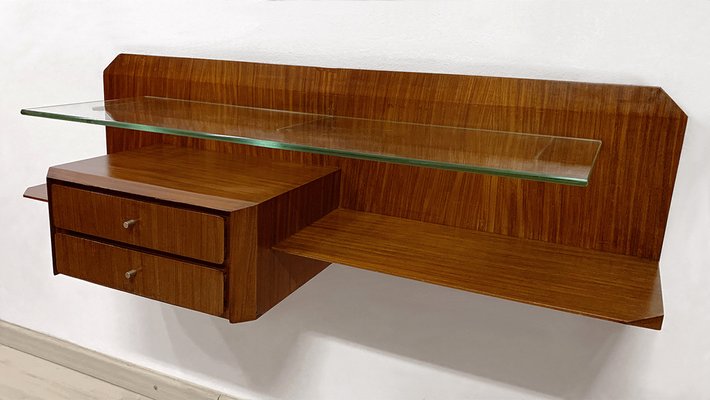 Mid-Century Italian Teakwood Floating Wall Console by Gianni Moscatelli, 1960s, Set of 2-MTX-1175431