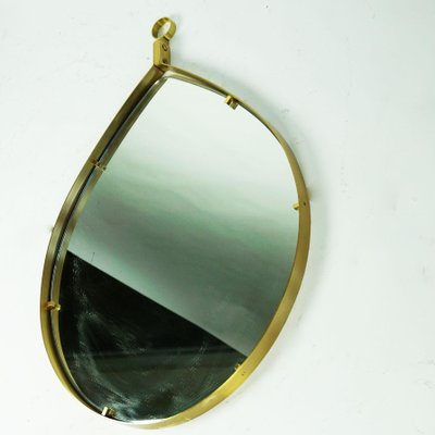 Mid-Century Italian Teardrop Wall Mirror in Brass by Gio Ponti-MH-1030229