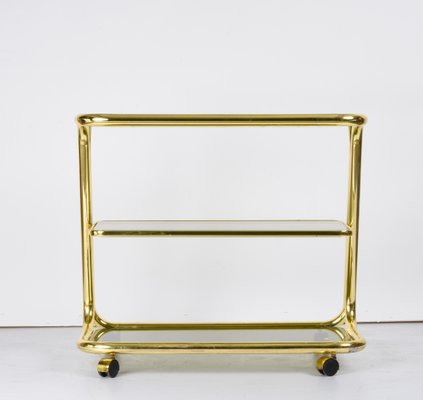 Mid-Century Italian Three-Tier Brass and Smoked Glass Bar Cart from Morex, 1970s-JDR-1210074