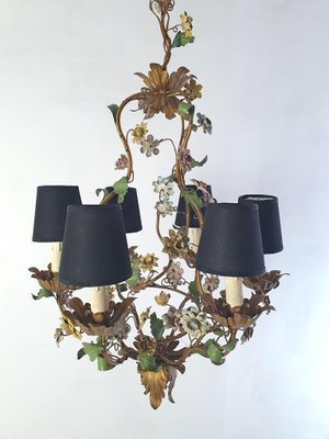 Mid-Century Italian Tole Chandelier, 1950s-FO-1406721