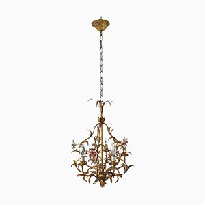 Mid-Century Italian Tole Chandelier, 1950s-FO-1726579