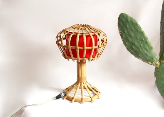 Mid-Century Italian Torcia Table Lamp in Wicker, 1950s-HUY-1292045