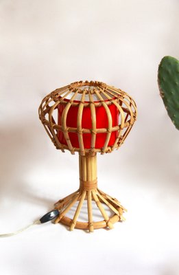 Mid-Century Italian Torcia Table Lamp in Wicker, 1950s-HUY-1292045