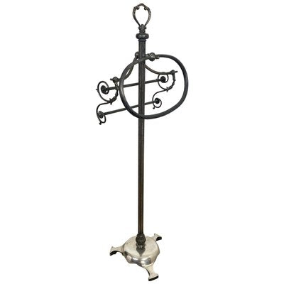 Mid-Century Italian Towel Floor Holder Rack in Solid Silver Brass, 1950s-LYQ-1171675