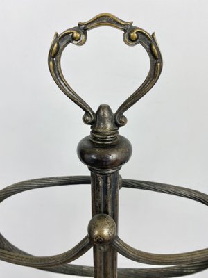 Mid-Century Italian Towel Floor Holder Rack in Solid Silver Brass, 1950s-LYQ-1171675