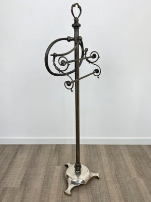 Mid-Century Italian Towel Floor Holder Rack in Solid Silver Brass, 1950s-LYQ-1171675