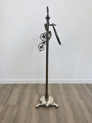 Mid-Century Italian Towel Floor Holder Rack in Solid Silver Brass, 1950s-LYQ-1171675