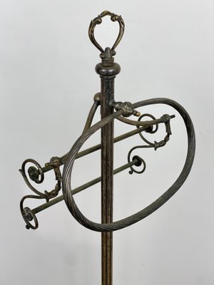 Mid-Century Italian Towel Floor Holder Rack in Solid Silver Brass, 1950s-LYQ-1171675