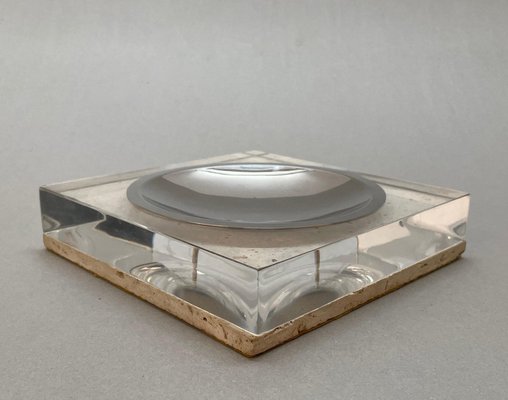 Mid-Century Italian Travertine Acrylic Glass Centerpiece Bowl by Tommaso Barbi, Italy, 1970s-JDR-1125640