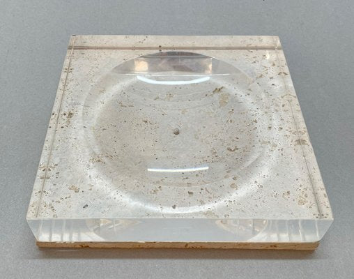 Mid-Century Italian Travertine Acrylic Glass Centerpiece Bowl by Tommaso Barbi, Italy, 1970s-JDR-1125640