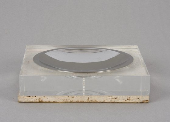 Mid-Century Italian Travertine Acrylic Glass Centerpiece Bowl by Tommaso Barbi, Italy, 1970s-JDR-1125640