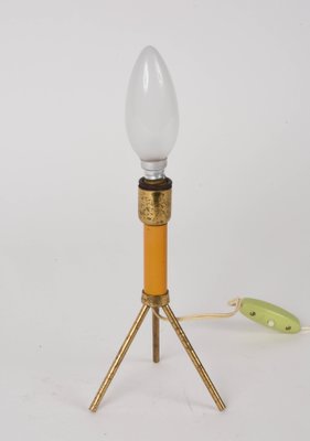 Mid-Century Italian Tripod Brass and Lacquered Metal Table Lamp, 1950s-JDR-1125535