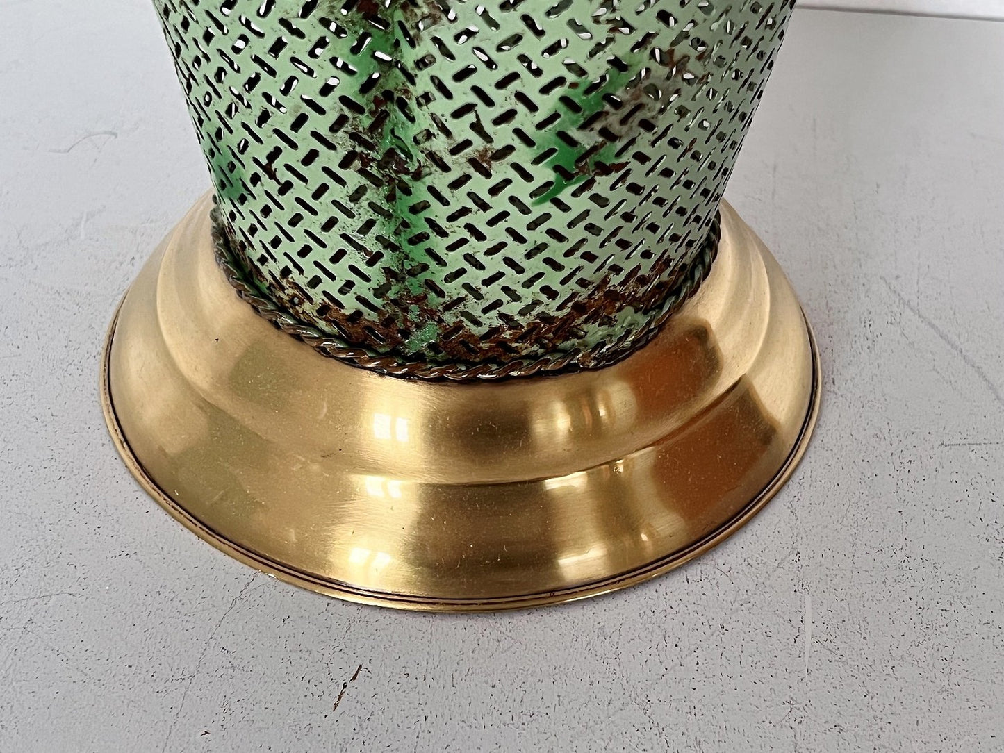 Mid-Century Italian Umbrella Stand in Metal and Brass in the style of Mategot, 1950