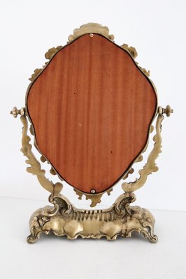 Mid-Century Italian Vanity Dressing Table with Mirror in Bronze with Angels, 1950s-VNE-981529