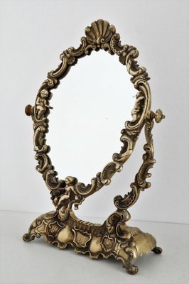 Mid-Century Italian Vanity Dressing Table with Mirror in Bronze with Angels, 1950s-VNE-981529