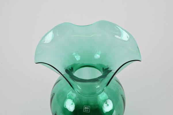 Mid-Century Italian Vase in Green Murano Glass by Ivv, 1970s-JDR-1762652