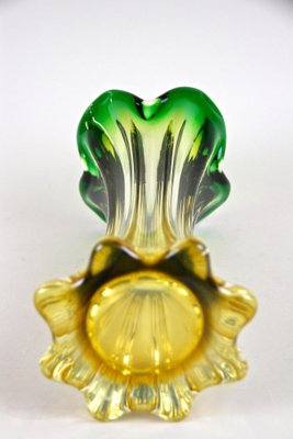 Mid-Century Italian Vase in Green Yellow Murano Glass, 1960-TQA-1322005