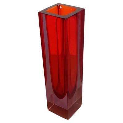 Mid-Century Italian Vase in Red Murano Glass with Internal Purple Shades, 1970s-GDD-1249719