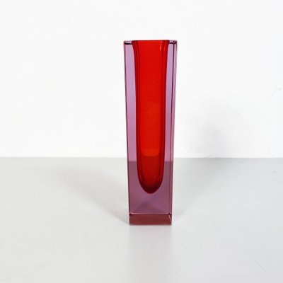 Mid-Century Italian Vase in Red Murano Glass with Internal Purple Shades, 1970s-GDD-1249719