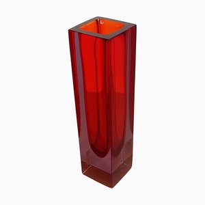 Mid-Century Italian Vase in Red Murano Glass with Internal Purple Shades, 1970s-GDD-1249719