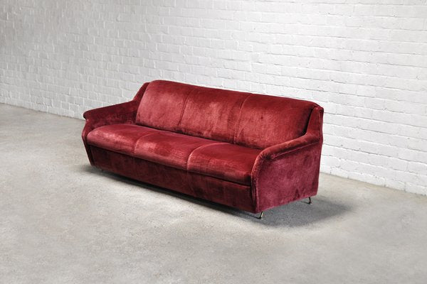 Mid-Century Italian Velvet 3-Seater Sofa, 1950s-WUY-1730026