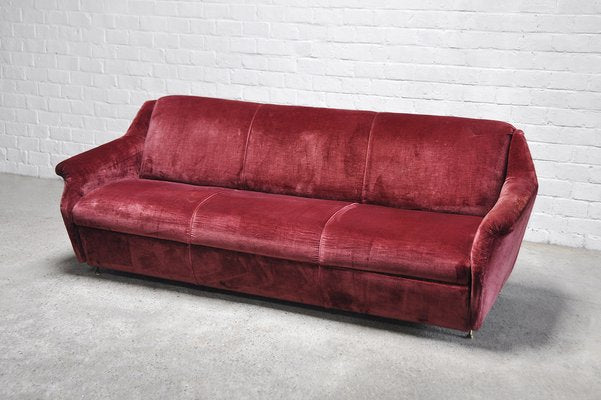 Mid-Century Italian Velvet 3-Seater Sofa, 1950s-WUY-1730026