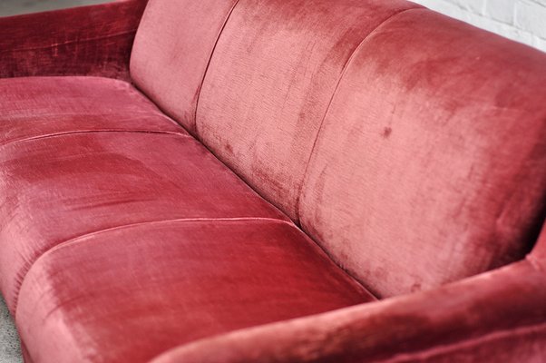 Mid-Century Italian Velvet 3-Seater Sofa, 1950s-WUY-1730026