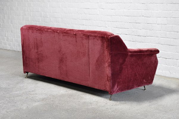 Mid-Century Italian Velvet 3-Seater Sofa, 1950s-WUY-1730026