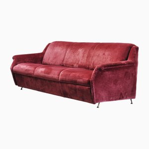 Mid-Century Italian Velvet 3-Seater Sofa, 1950s-WUY-1730026