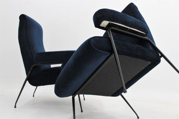 Mid-Century Italian Velvet Armchairs, 1950s, Set of 2-ZQ-2040500