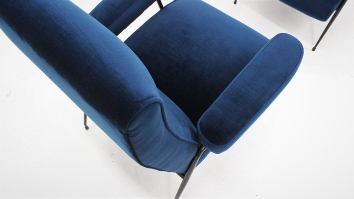 Mid-Century Italian Velvet Armchairs, 1950s, Set of 2-ZQ-2040500