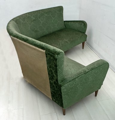 Mid-Century Italian Velvet & Damask Sofa, 1950s-FER-852061