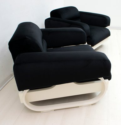 Mid-Century Italian Velvet Lounge Chairs, 1960s, Set of 2-FER-727404