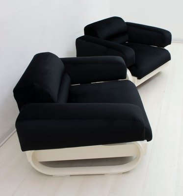 Mid-Century Italian Velvet Lounge Chairs, 1960s, Set of 2-FER-727404