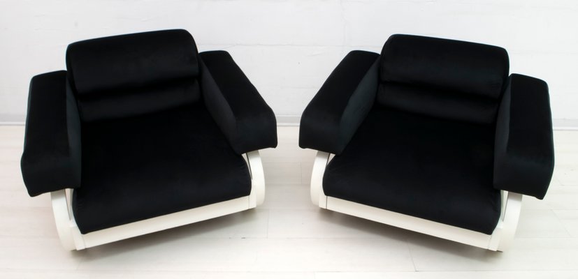 Mid-Century Italian Velvet Lounge Chairs, 1960s, Set of 2-FER-727404